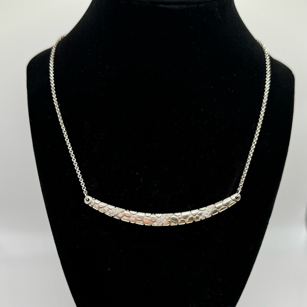 Brighton Pebble Ice Crystals Silver Curved Collar Necklace